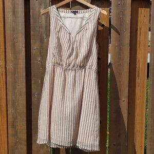 PRETTY GAP Dress Women's Size Large Nautical Stripe Light Navy and Cream